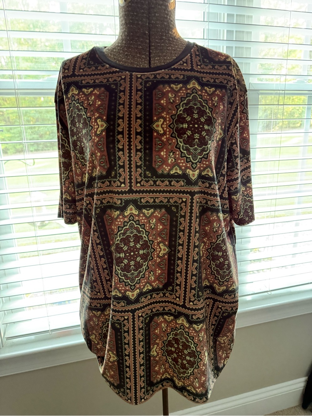 ASOS Brown Multi Medallion Print Short Sleeve Top
